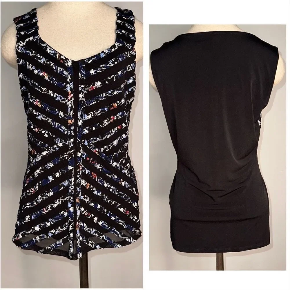 White House Black Market shell flattering striped